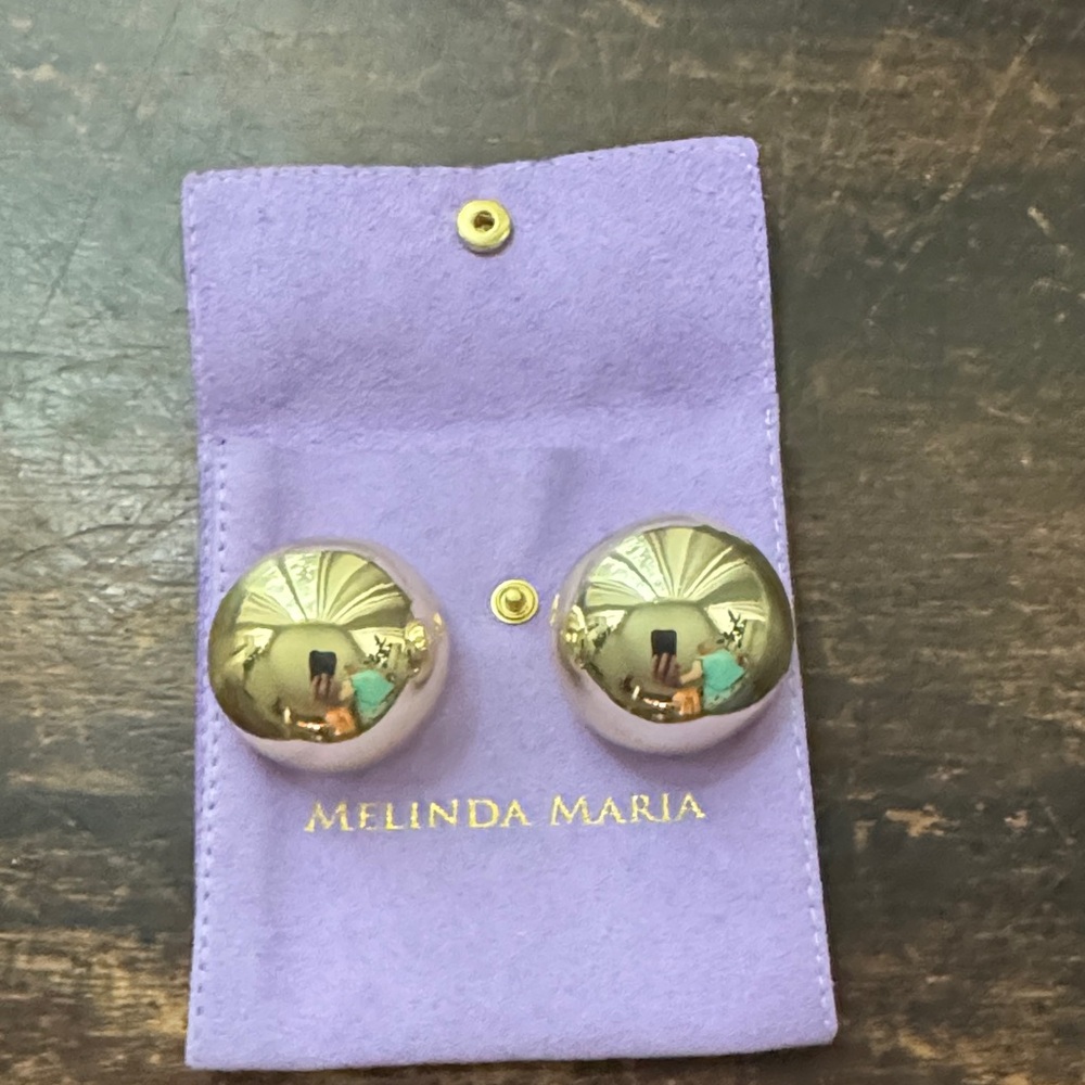 Melinda Maria ‘She’s So Smooth’ Gold Dome Stud Earrings